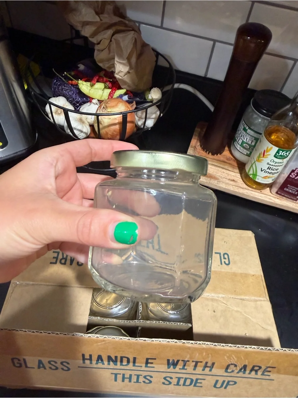 Glass Storage Jar with Metal Lid - Clear